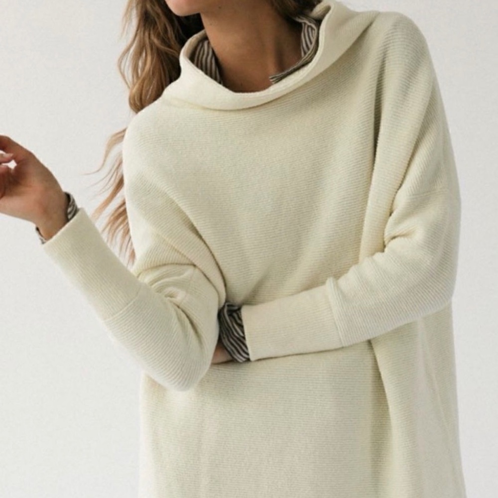 Free People Off-White Slouchy Cowl-Neck Sweater - Picture 2 of 11